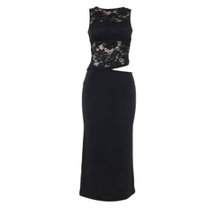 Sleeveless lace hollow out cut out maxi dress