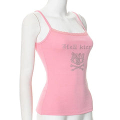 U neck beaded lace hem cami top