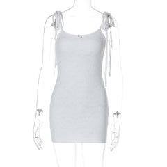 U neck knotted lace cami mini dress