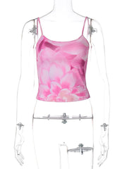 U neck flower print cami top