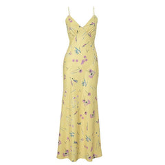 V neck polka dot print cami maxi dress