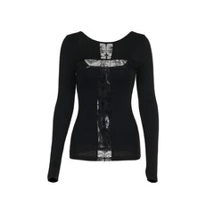 Long sleeve round neck cross print top