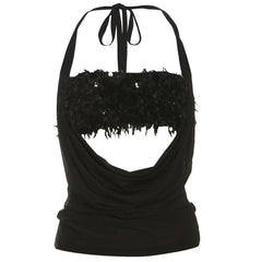 Halter glitter mesh 2 piece top