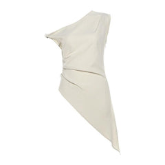 Off shoulder irregular solid zip-up top