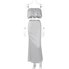 Ruched backless zip-up tube midi dress