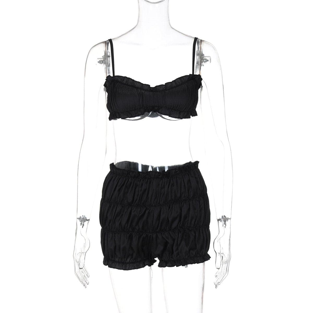 Smocked ruched solid cami pant set