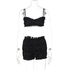 Smocked ruched solid cami pant set