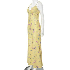 V neck polka dot print cami maxi dress