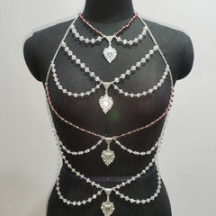 Halter layered pendant beaded backless top