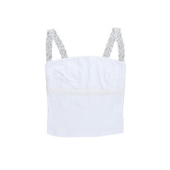 Lace hem backless solid cami top