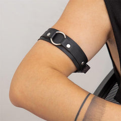 O ring rivet PU leather arm cuff