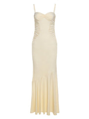 Ruched backless sweetheart neck cami maxi dress