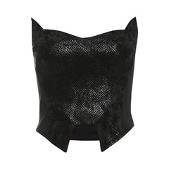 Textured solid backless tube crop top