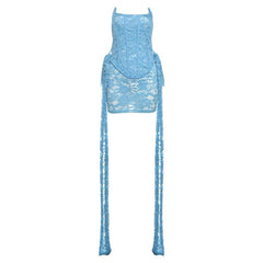 Lace bustier ruched see through tube mini dress