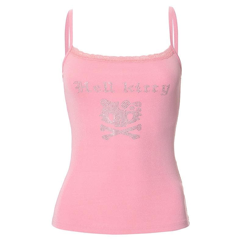 U neck beaded lace hem cami top
