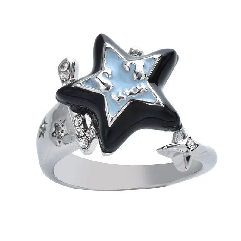 Star decor open rhinestone ring