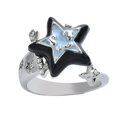 Star decor open rhinestone ring