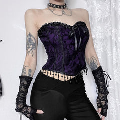 Sweetheart neck bustier tassels ruffle tube top