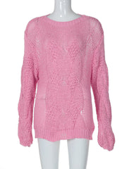 Long sleeve crewneck knitted solid top