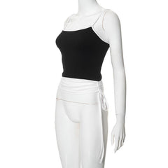 Drawstring ruched self tie cami crop top