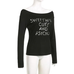 Long sleeve glitter off shoulder solid top-final-sale