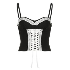 Lace up sweetheart neck cami top