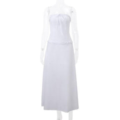 Ruffle bowknot smocked zip-up backless solid tube midi skirt set-final-sale