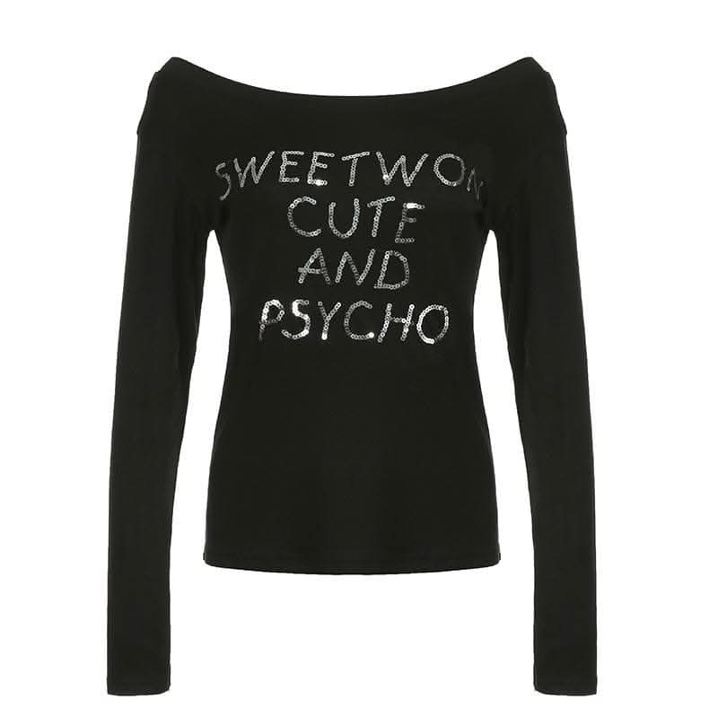 Long sleeve glitter off shoulder solid top-final-sale