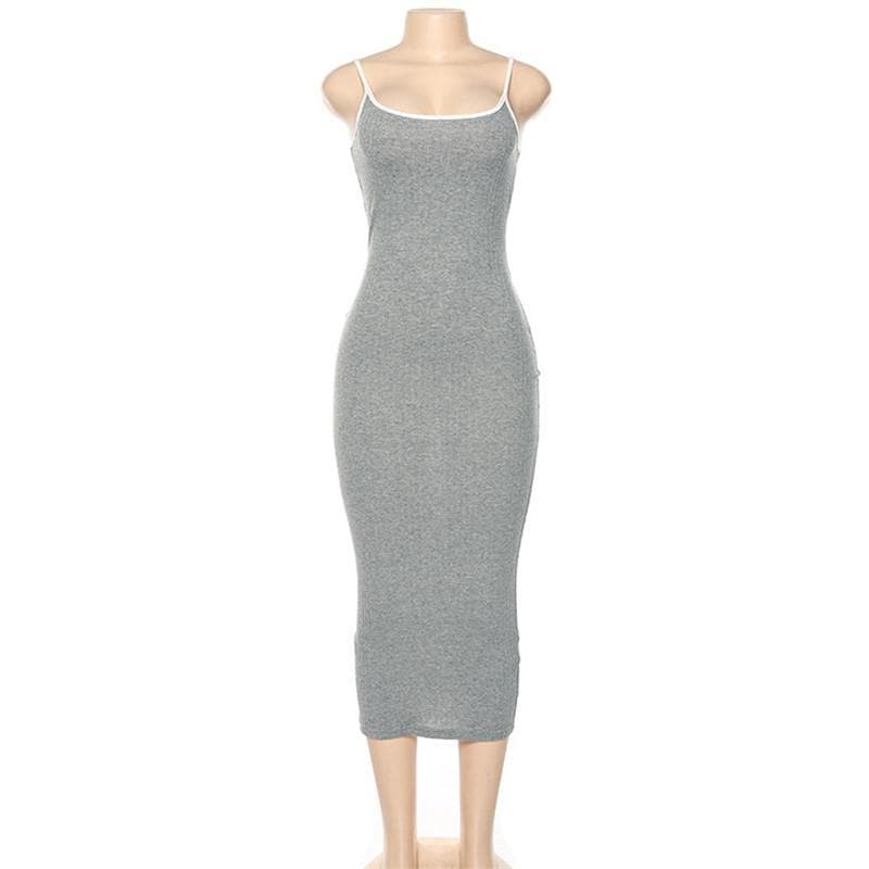 Ribbed solid cami midi dress