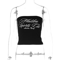 Letter pattern contrast backless tube top