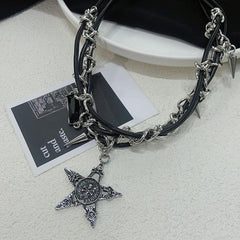 Star pendant chain rhinestone necklace