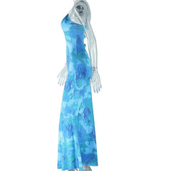 Sweetheart neck tie dye lace hem cami maxi dress