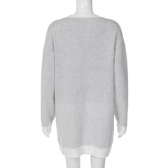 Knitted long sleeve body print contrast top-final-sale