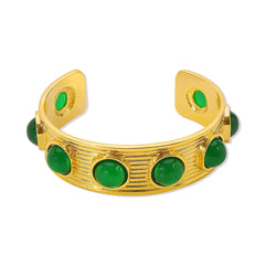 Rhinestone ribbed metal contrast bracelet