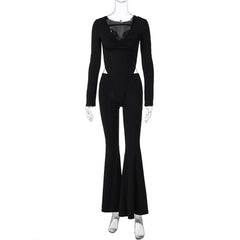 Long sleeve hoodie bodysuit pant set