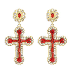Rhinestone cross decor stud earrings