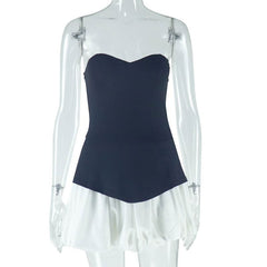 Sweetheart neck patchwork backless tube mini dress