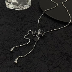 Rhinestone cross pendant adjustable necklace