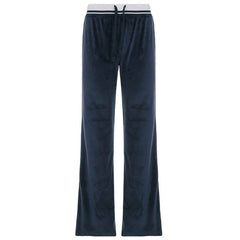 Velvet knitted patchwork self tie low rise pant