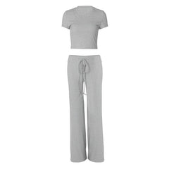 Short sleeve crewneck drawstring pant set