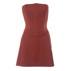 Backless corset solid tube mini skirt set-final-sale