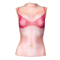 Crewneck sheer mesh print sleeveless contrast top-final-sale