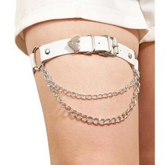 PU leather metal chain adjustable thigh band