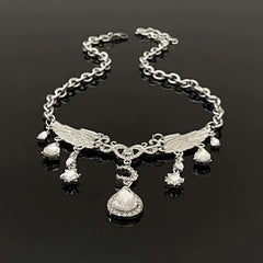 Rhinestone pendant wing decor necklace
