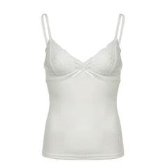 Bowknot v neck lace backless patchwork solid cami top