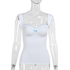Ruched bowknot lace hem cami top