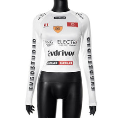 Long sleeve crewneck abstract contrast top-final-sale