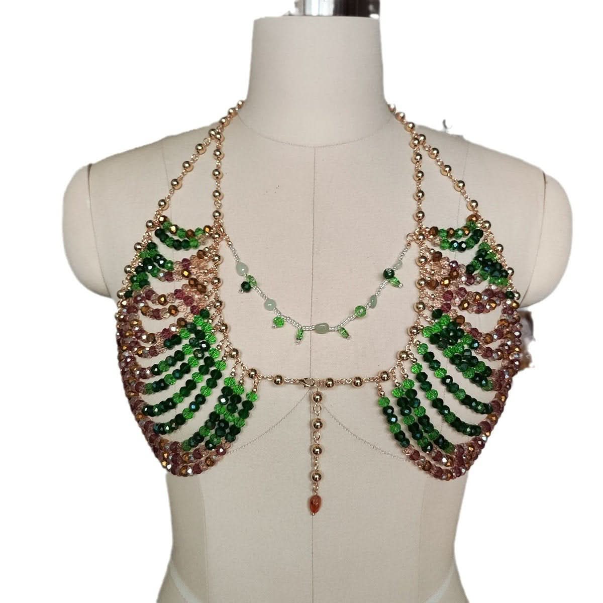 Halter beaded hollow out backless crop cut out top