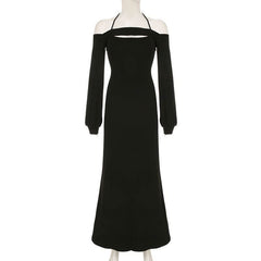 Halter long sleeve 2 piece maxi dress