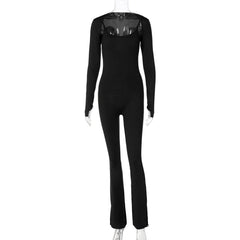 U neck long sleeve solid shrug 2 piece cami jumpsuit